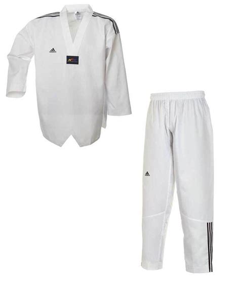 Adidas Taekwondoanzug Adi Club 3 Stripes weißes Revers